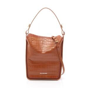 Balenciaga North South Shoulder Bag Leather Brown